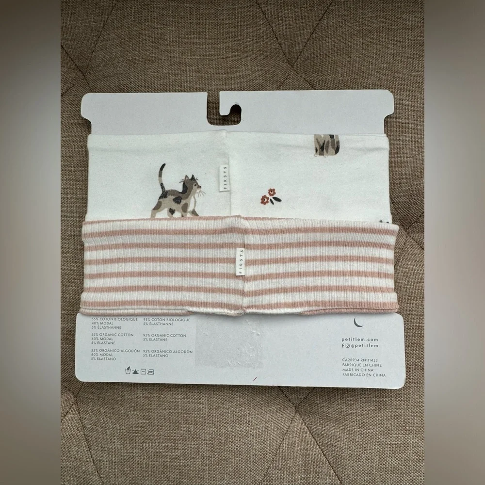 New Baby First by Petit Lem 2 Pack Organic Headbands